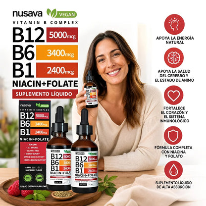 Nusava® Vitamina B Complex (B1, B6, B12, Niacina, Folato) | Apoya la energía diaria