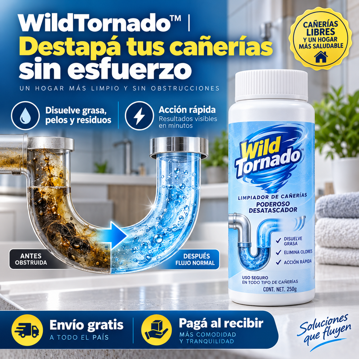 🌪️ WildTornado™ | Destapa tus cañerías y elimina malos olores en minutos 🚿